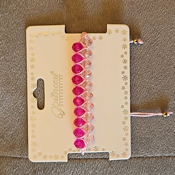 1/$5 or 3/$10 NWT Pink Adjustable Faceted Bead Bracelet - Picture 3 of 5